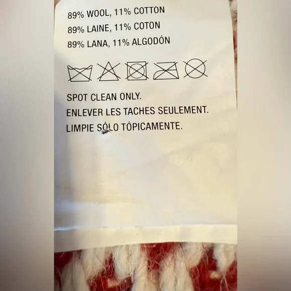 Set of 6 Crate&Barrel Red and White Wool Braided Placemats-Nordic Sweater